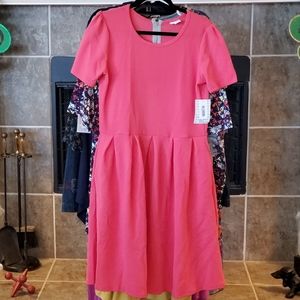 LuLaRoe XL Amelia Dress Coral Pink Textured- NWT